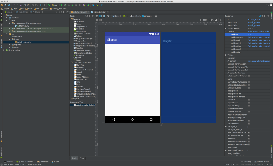 Android Native Prototyping - Shapes and Click Event