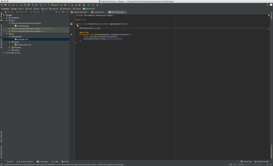Android Native Prototyping - Shapes and Click Event