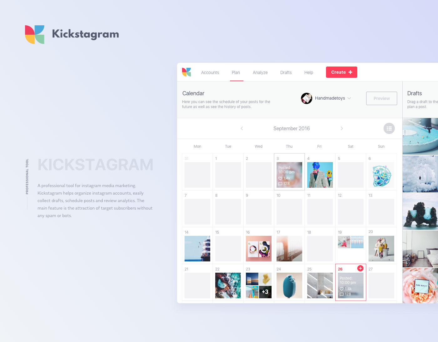 Interaction Design & UI/UX: Kickstagram, an Instagram Marketing Tool Interaction Design & UI/UX: Kickstagram, an Instagram Marketing Tool