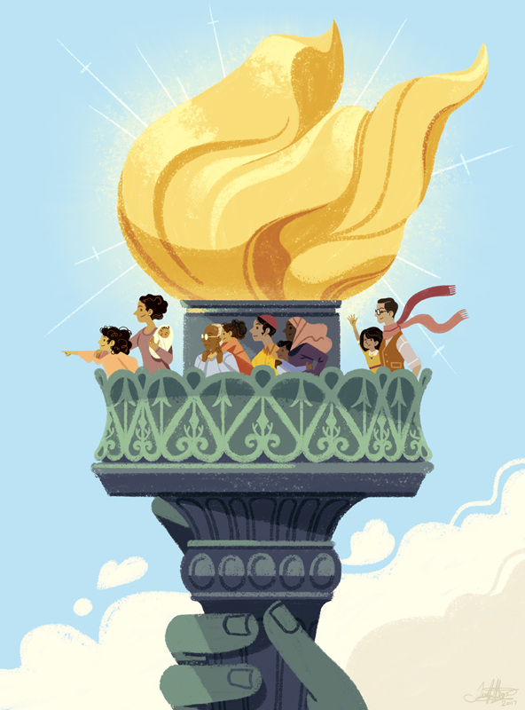 Illustration Process: I Lift My Lamp Beside the Golden Door