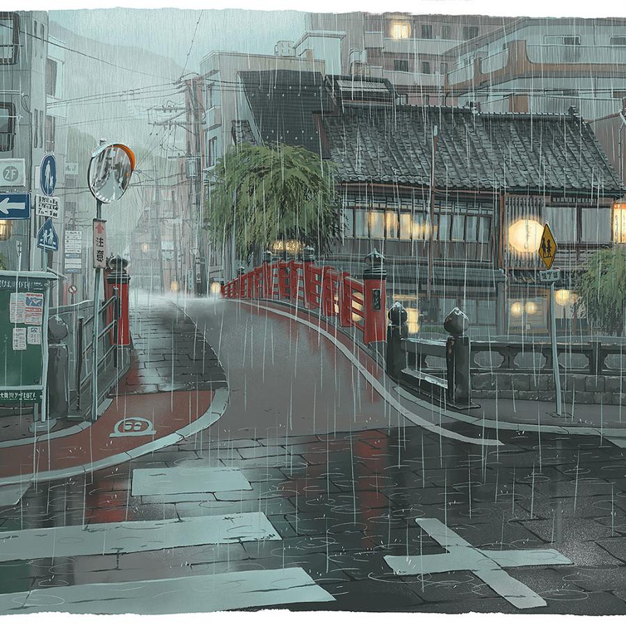 Paintings of Street Scenes from Japan 