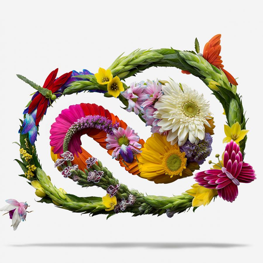 Artist Raku Inoue recreates the Adobe CC logo with beautiful flowers