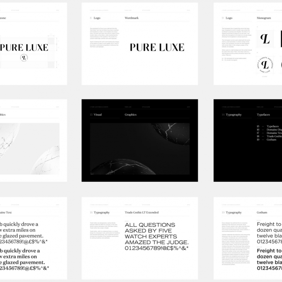 Branding and Visual Identity for Pure Luxe Magazine