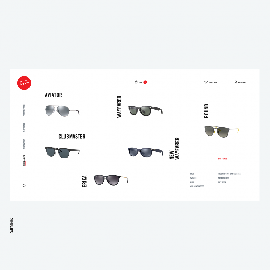 Beautiful Web Design Concept for Ray-Ban