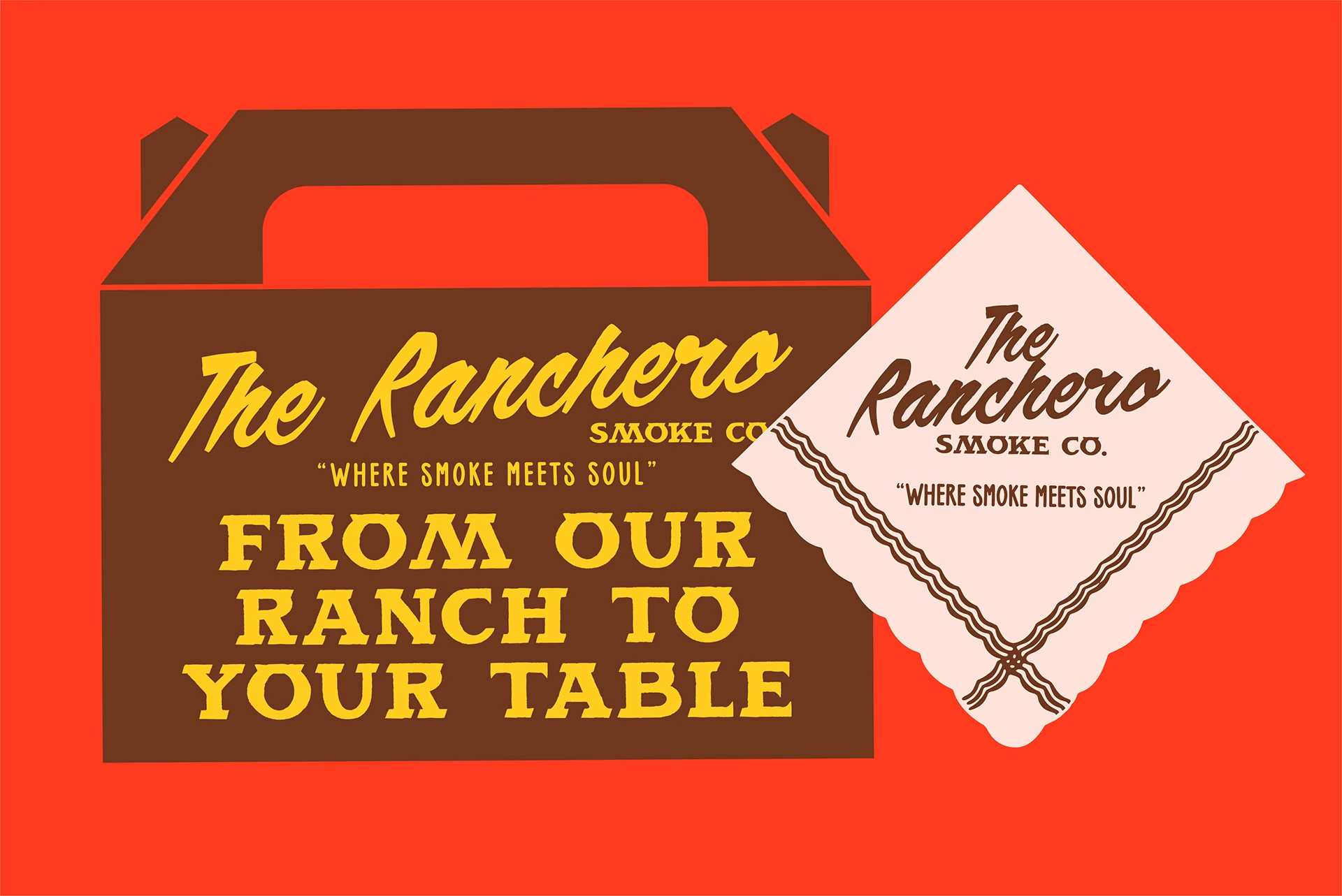 Cantina menu and apparel tag mockup set in SFC Brison with sepia-toned Americana styling — retro western typeface