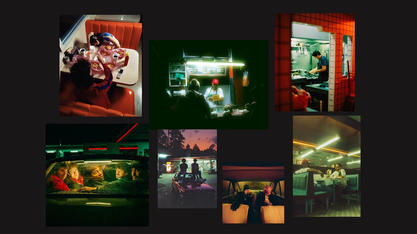 Bold layout sheet from the AFTERBITE burger identity showing structural alignment