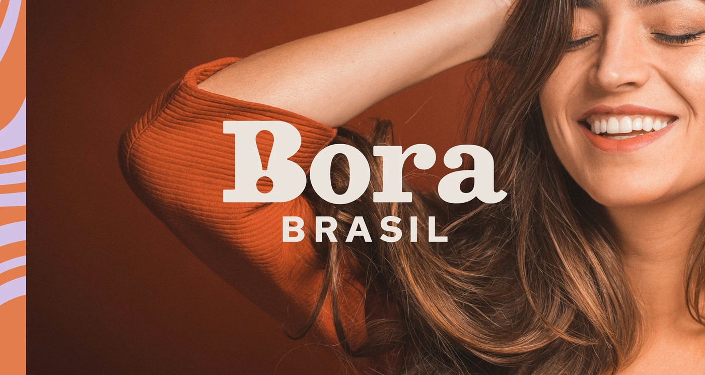 Imagen de fondo de la marca y el nombre de Bora Brasil: diseño de identidad de marca por Foresti Design