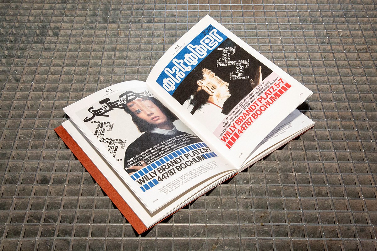 Diseño de libro de afiches, afiche extra grande tomado desde arriba con fuente a escala arquitectónica