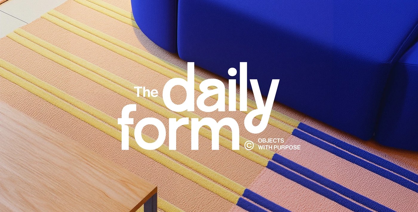dynamic brand identity rotating color system - The Daily Form identity logotype over blue couch