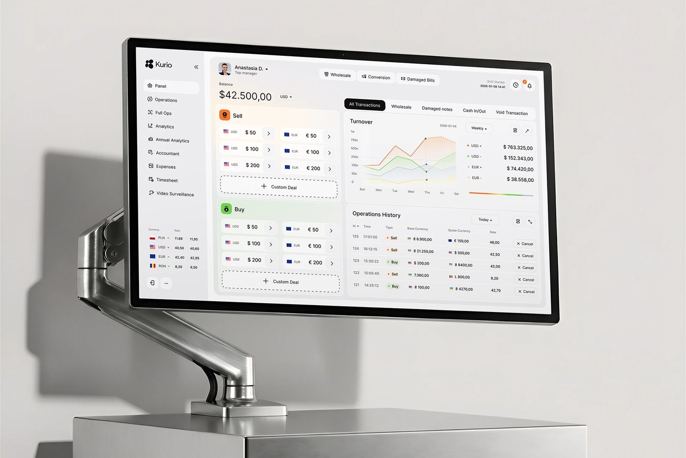 Kurio hero shot — app interface design by Denis El