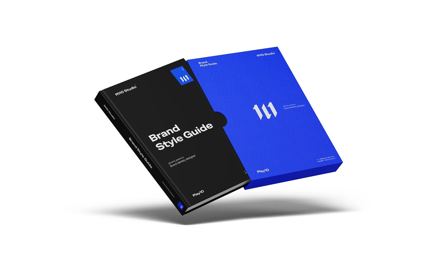 M10 Studio digital layout design on a laptop screen — personal brand identity designer by Mehdi Drd