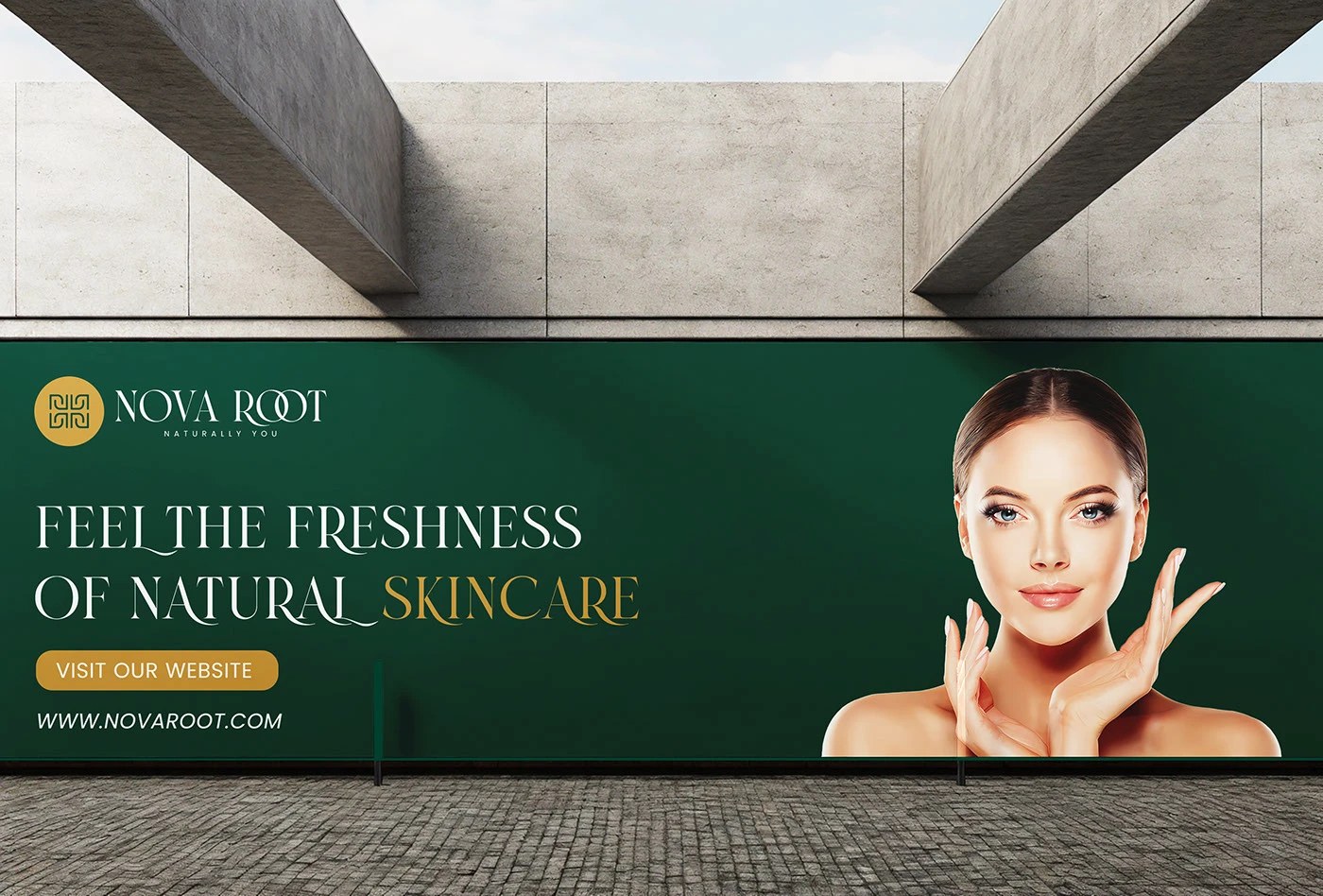 Diseño de insignia de logotipo y marca denominativa del logotipo de la marca Nova Root Skin Care