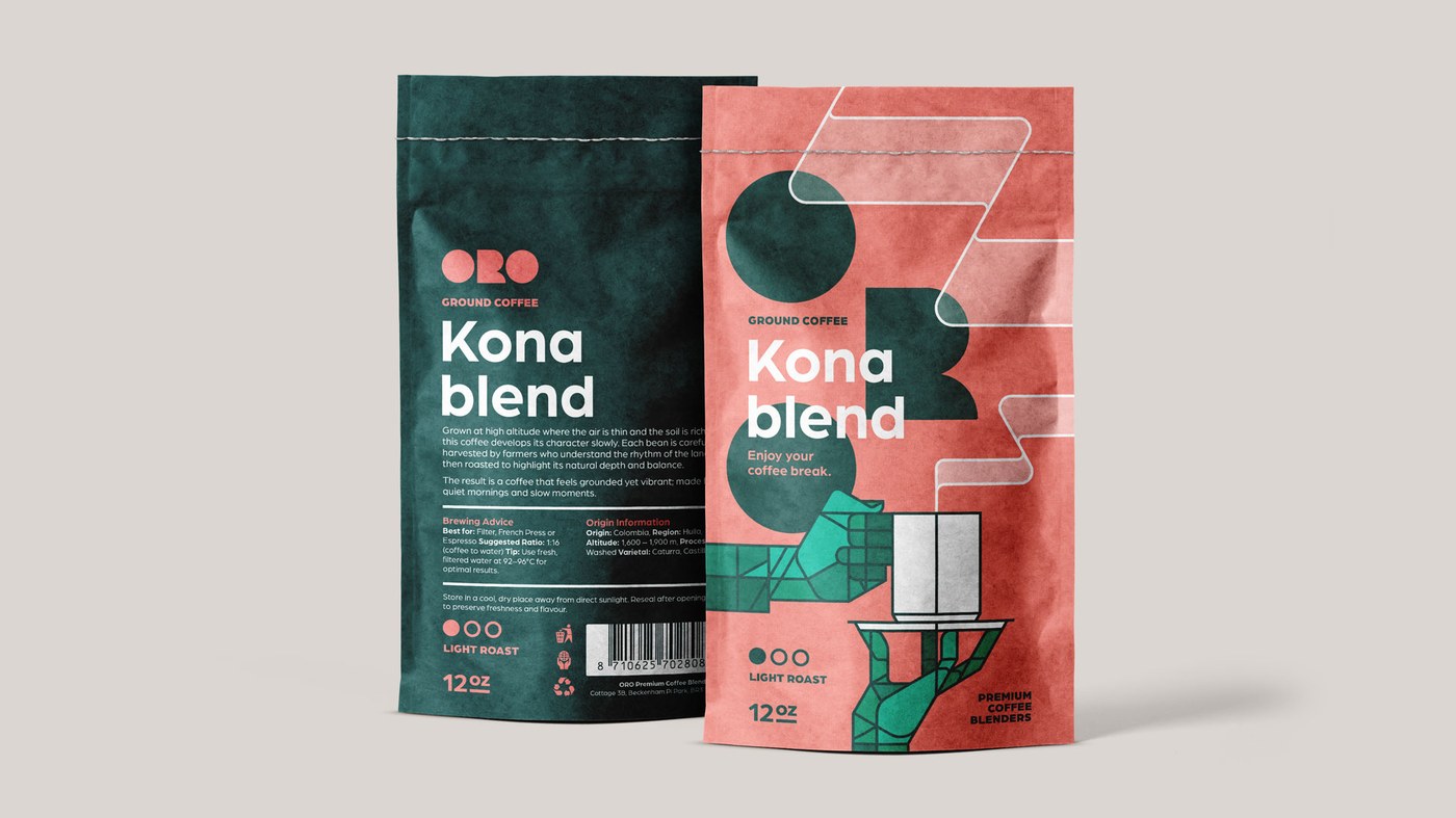 ORO coffee packaging design full system overview by 3rd Floor