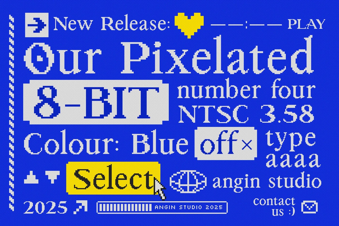 Maqueta de escritorio Pixelatura Windows 95 con fondo azul eléctrico