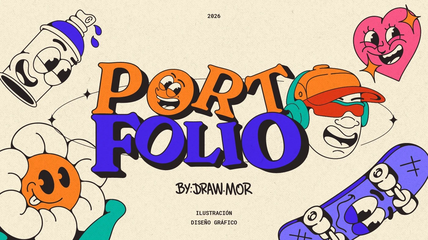 Gráfico de título de ilustración de dibujos animados retro