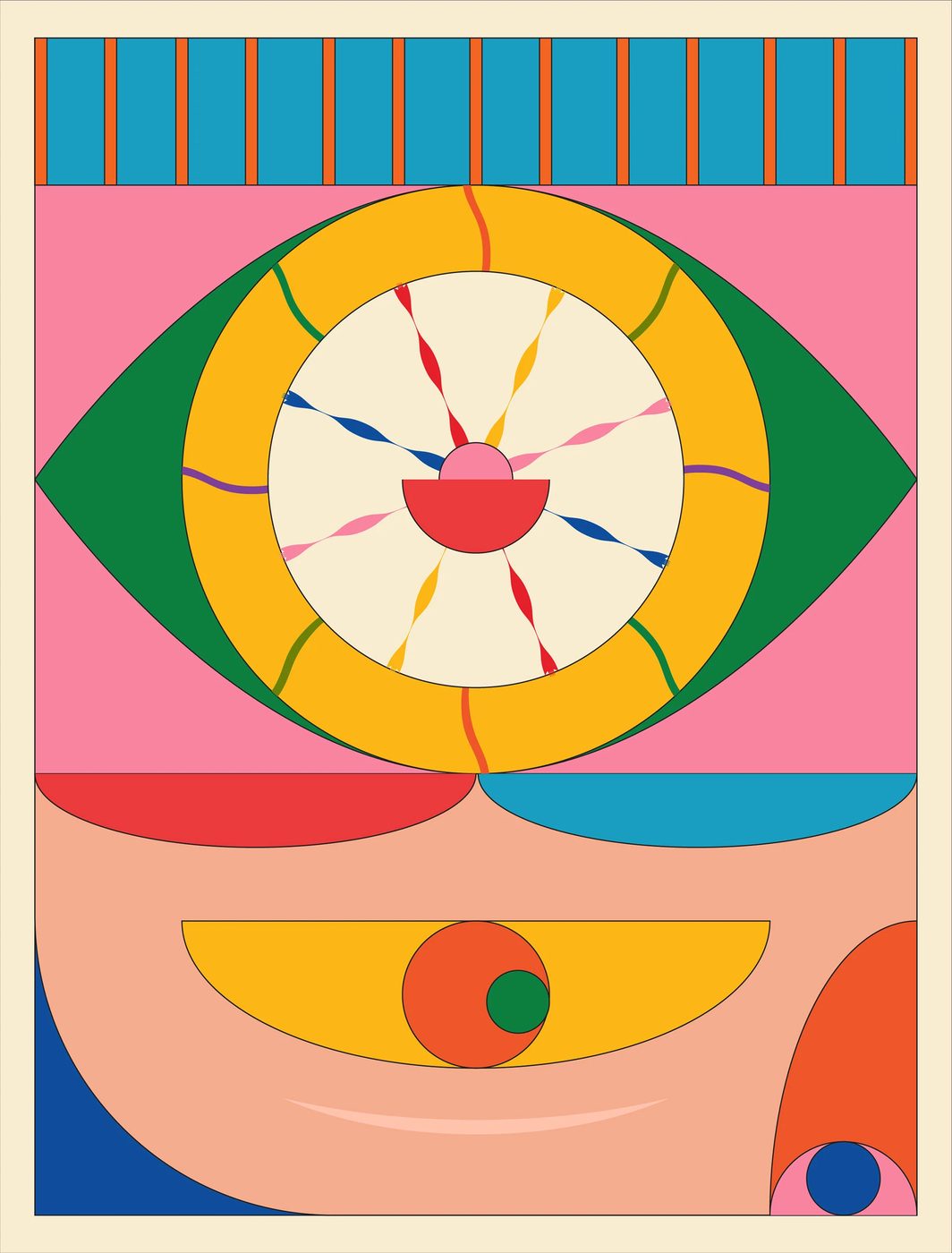 La ilustración del diseño del cartel detalla tonos vibrantes.