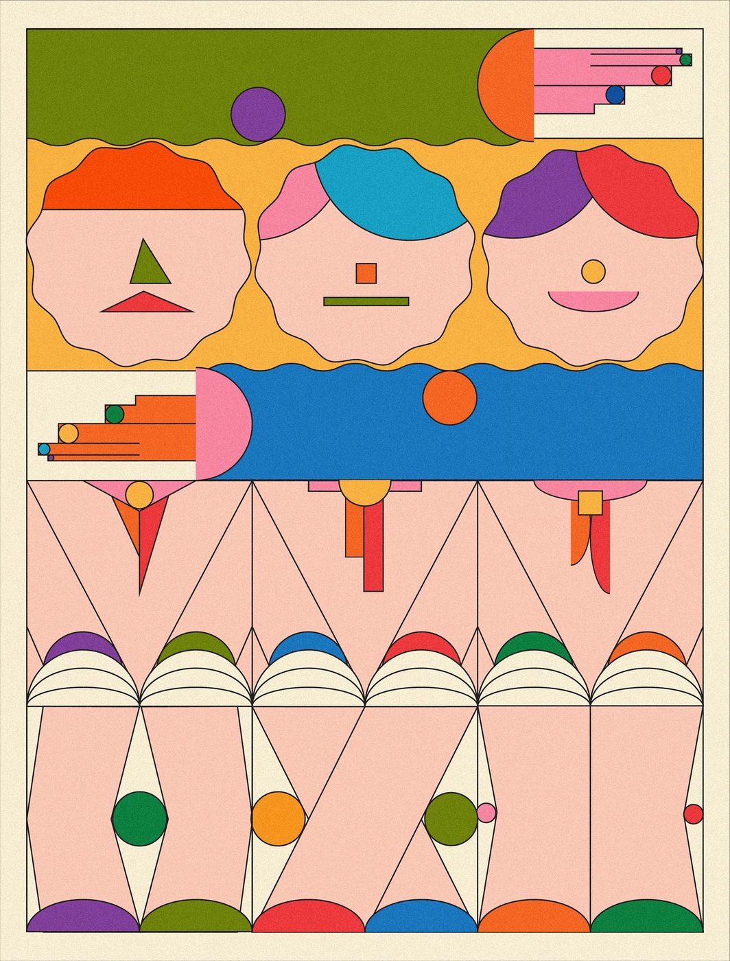 Ilustración de diseño de póster que muestra trazos vectoriales