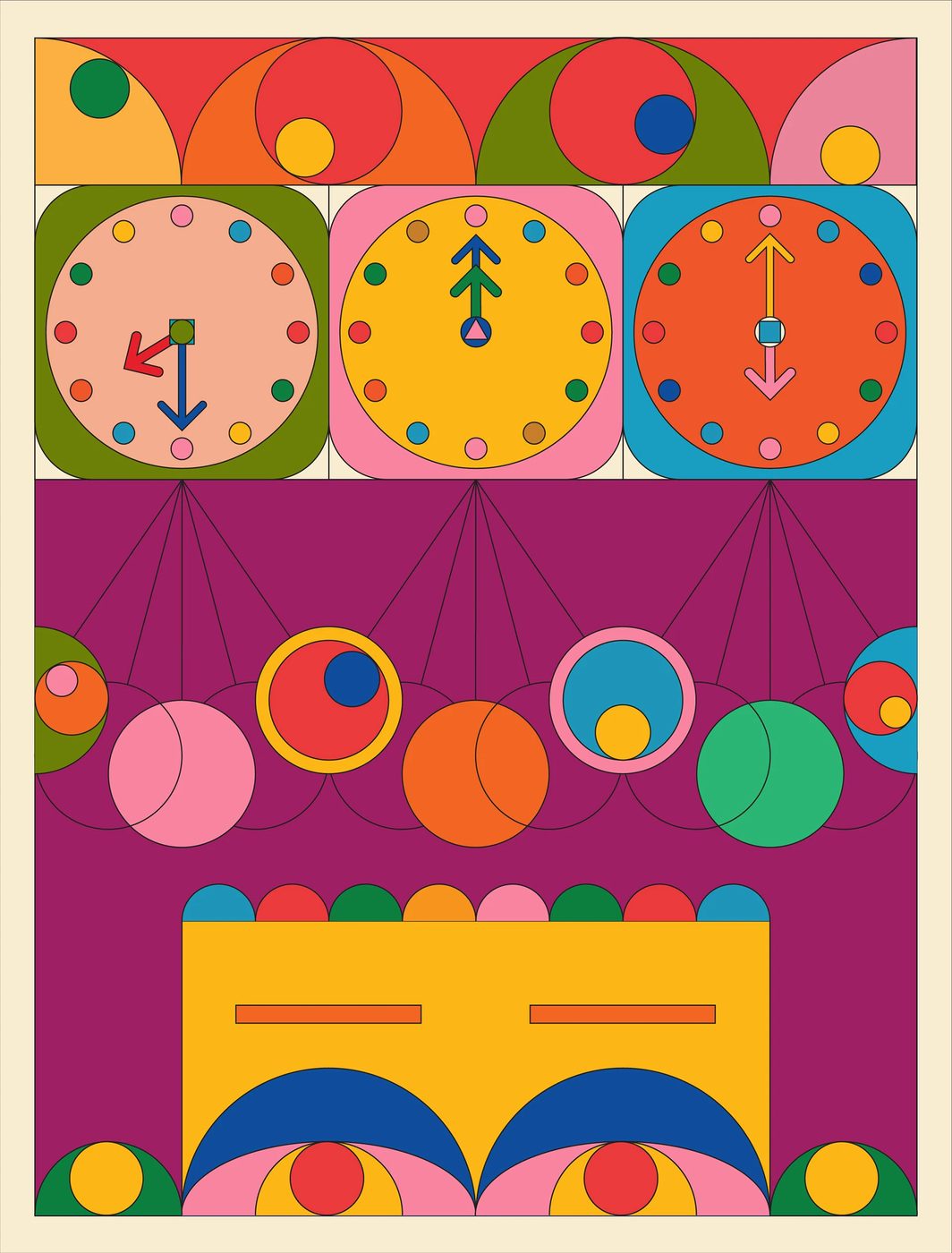 Ilustración de diseño de póster con diseño vibrante.