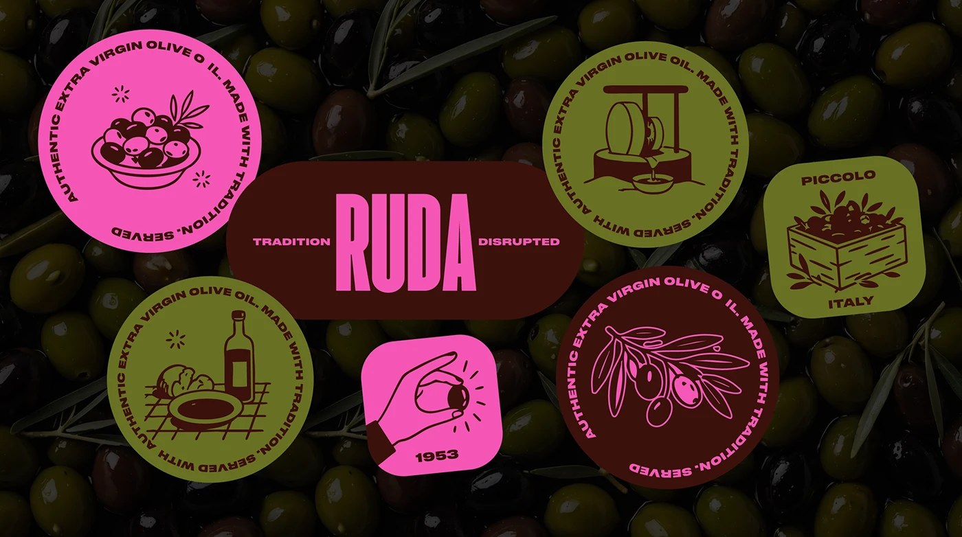 Logotipo de la marca Ruda AI Fotografía de eventos a mitad de viaje: personajes mediterráneos