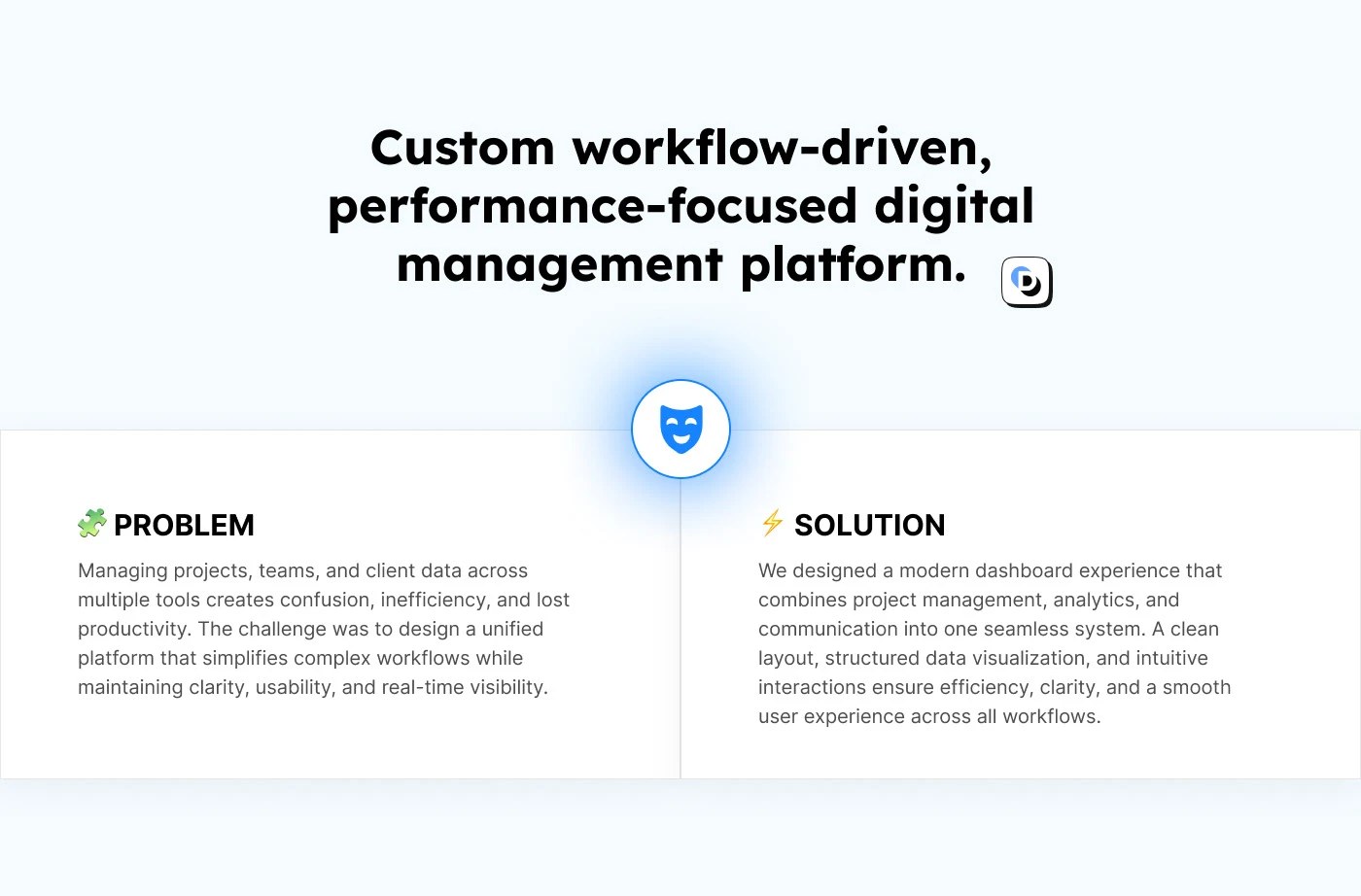 saas dashboard ui ux design presentation slide covering problem and solution details