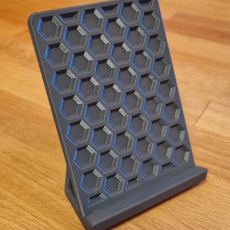 3D printed stand honeycomb pattern detail close up