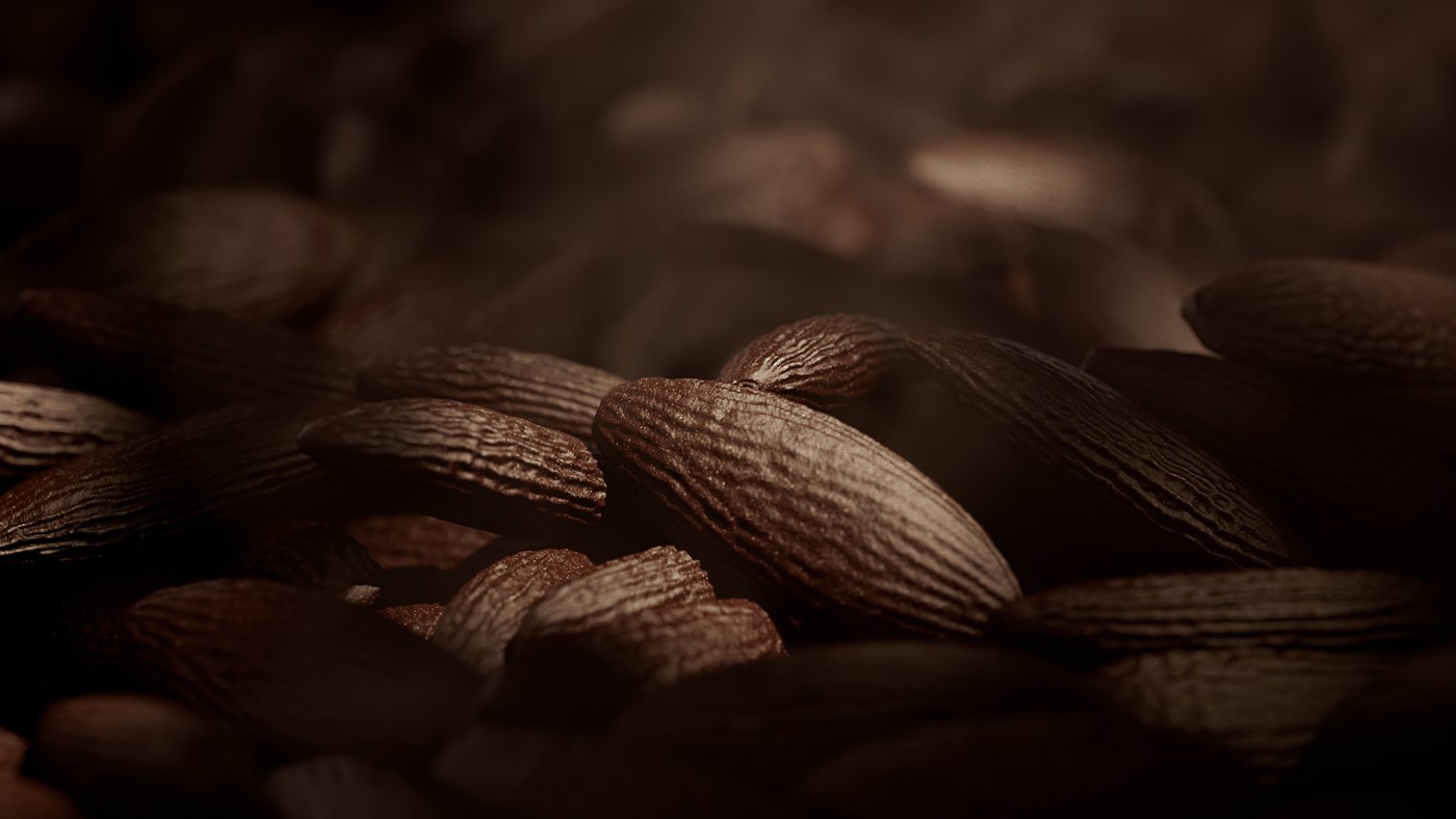 Perfume CGI con poca profundidad de campo y primer plano de efecto de superficie reflectante