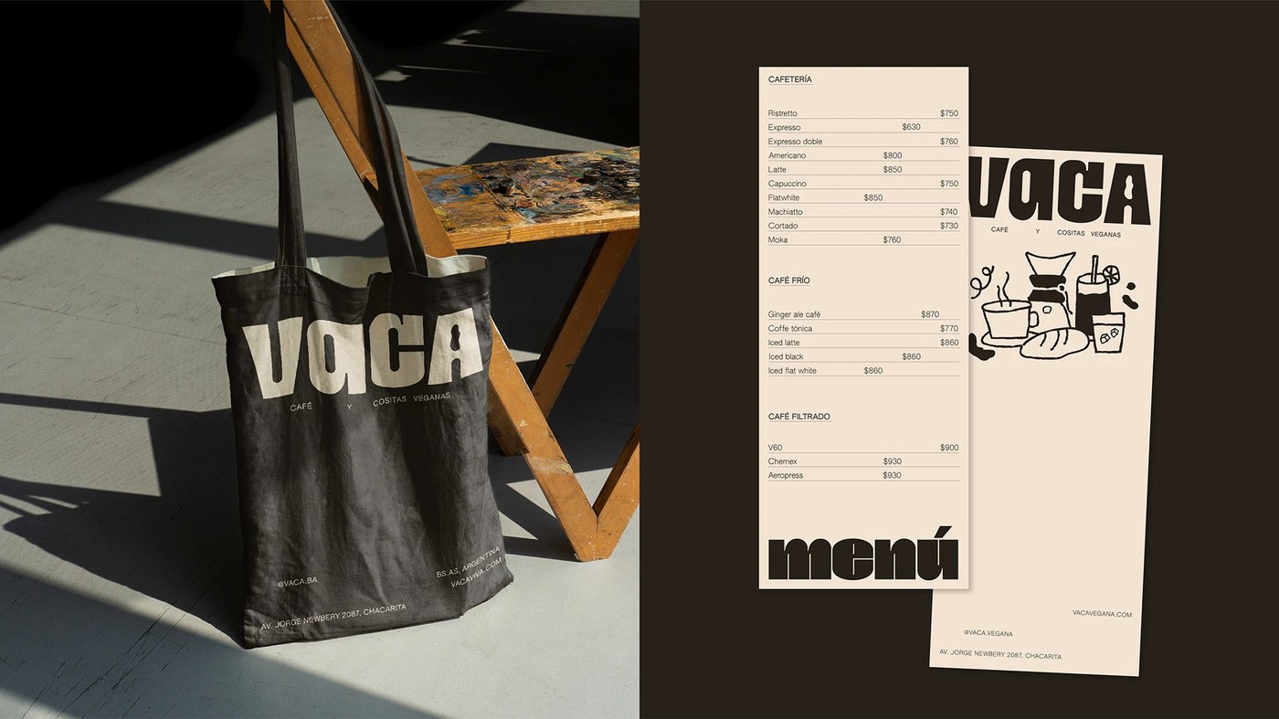 VACA Branding composition detail — display typography design by Micaela Gushiken