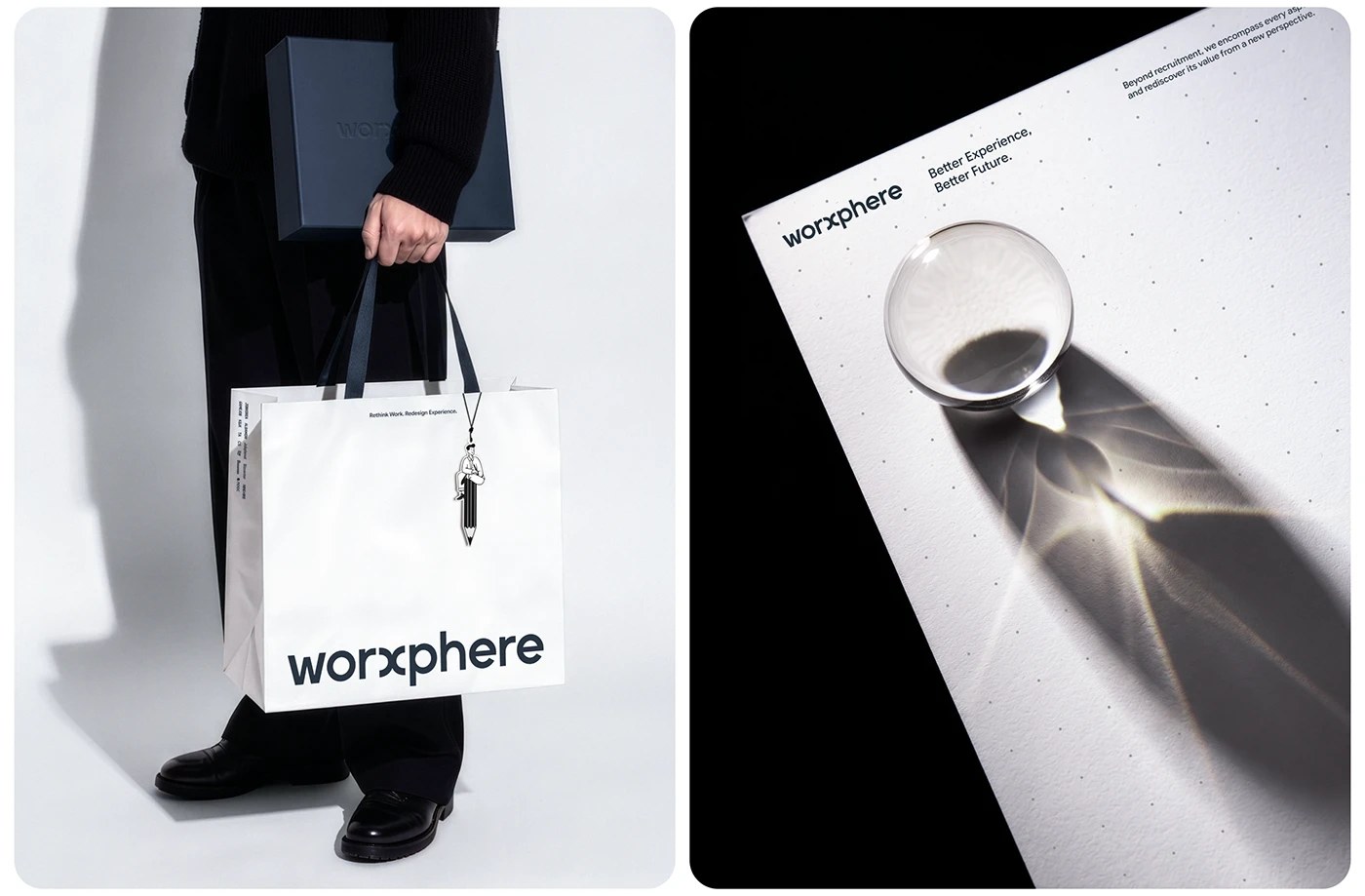 Worxphere brand identity logo construction arc geometry sheet