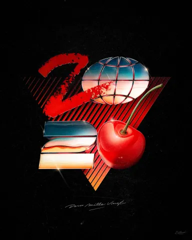 Graphic Design: Happy New Year 2020 with an 80s Look