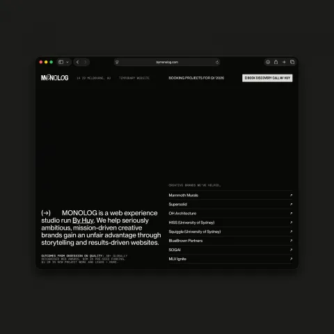 MONOLOG Creative Studio: Huy Nguyen, AI and Webflow