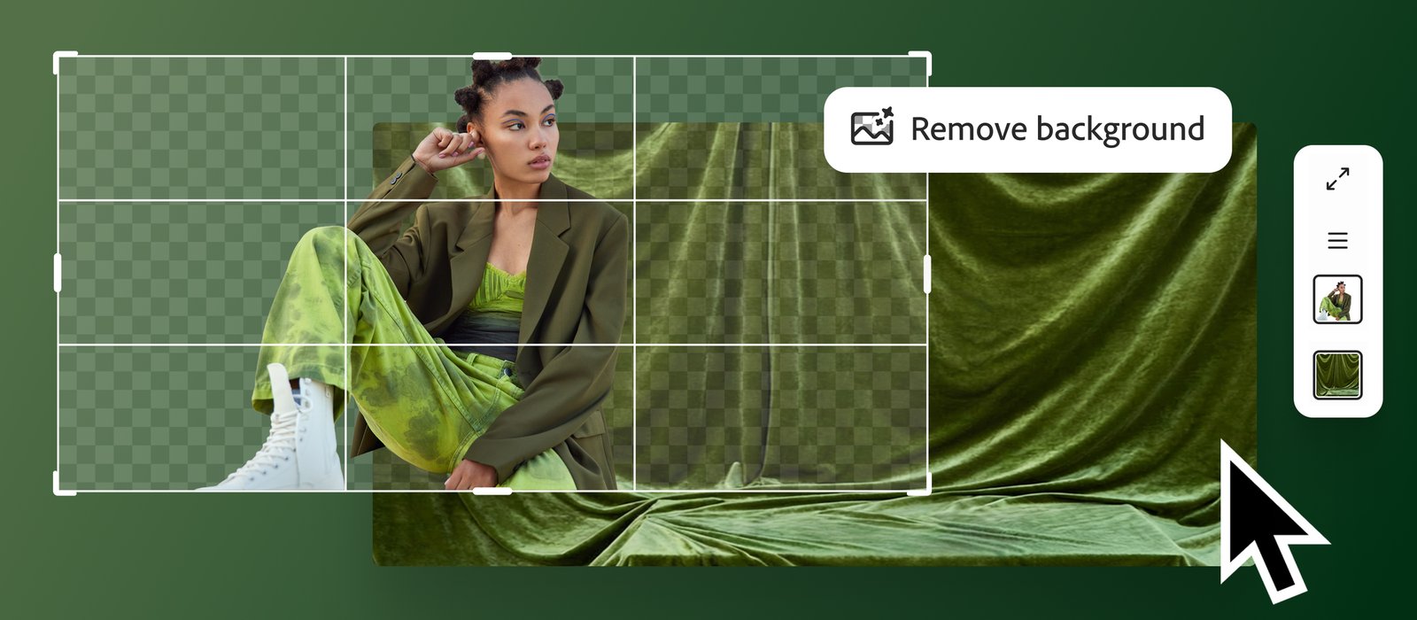 Adobe Firefly AI image editing Remove Background tool on fashion portrait