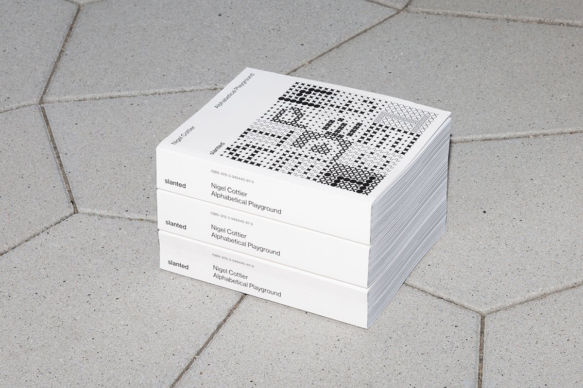 Alphabetical Playground book spread showing experimental type design letterforms