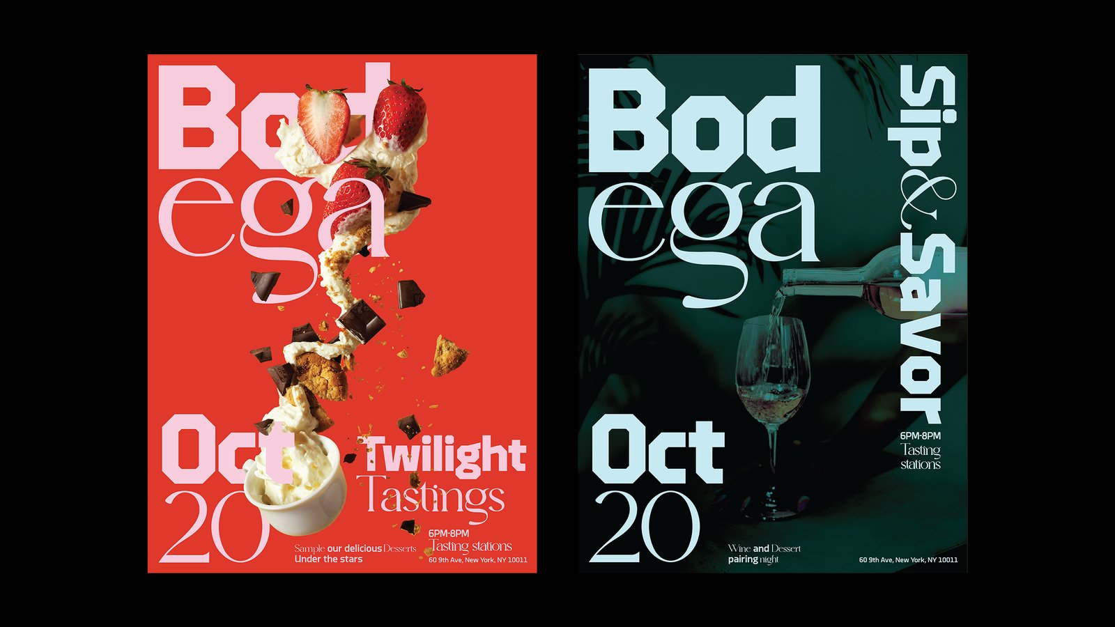 Conjunto de carteles de imagen de marca de bodega sistema de doble personalidad.