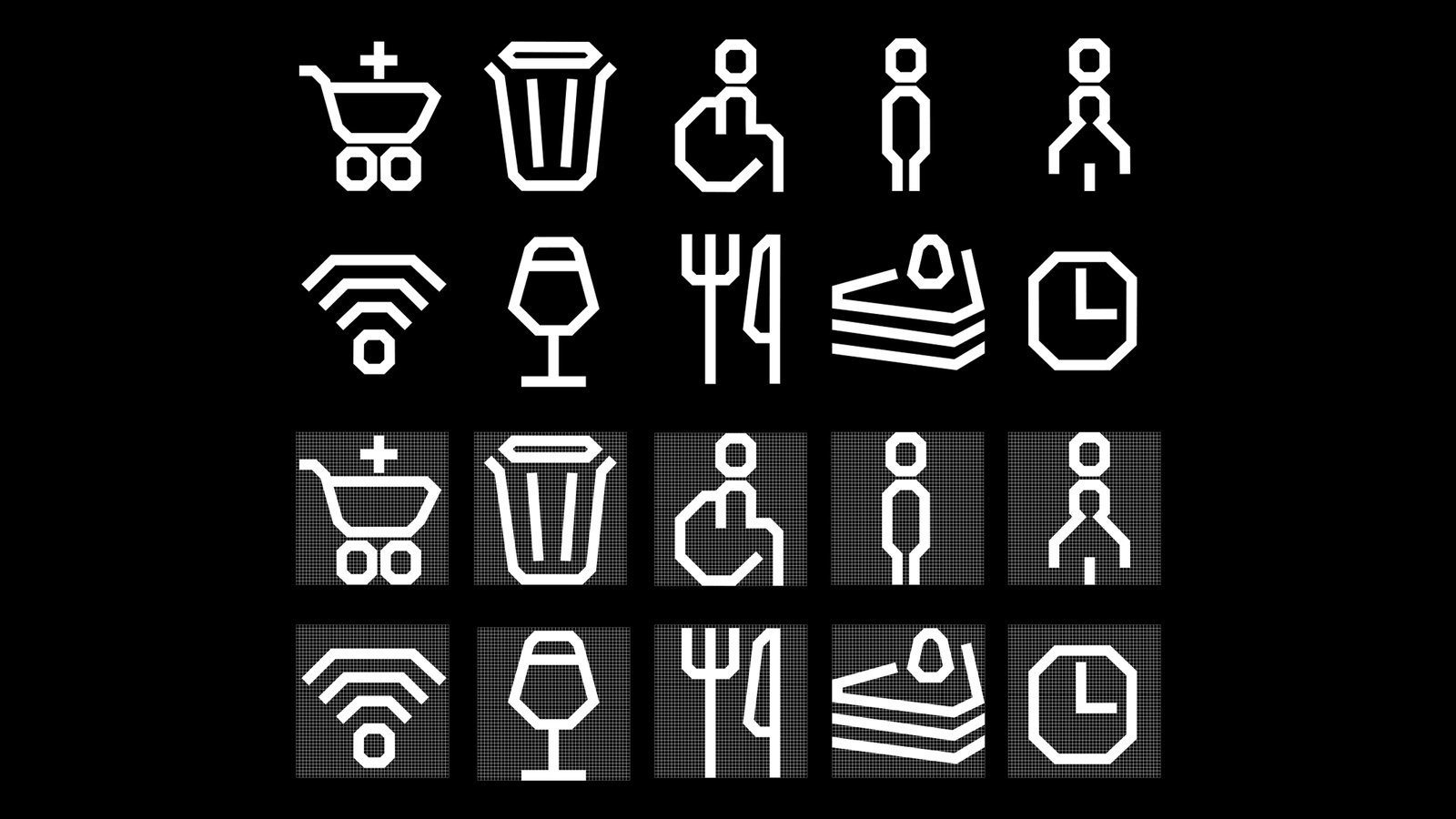 Estructura de bloques del sistema de iconos de identidad de marca de bodega