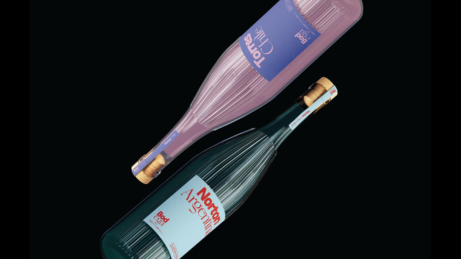 Maqueta de empaque de botella de vino con logo de marca de bodega