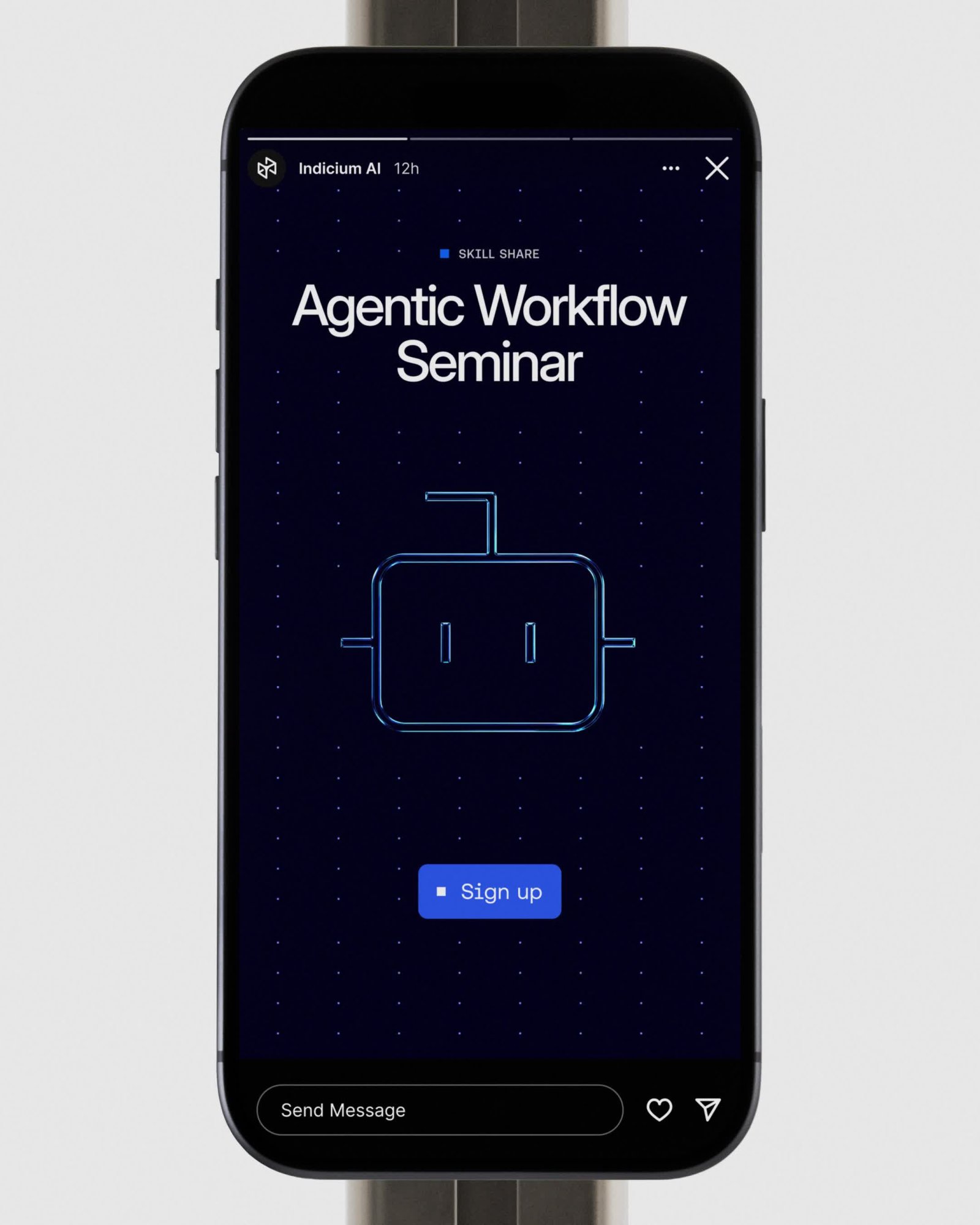 Indicium AI Fractal Glass brand identity social media story mockup on phone