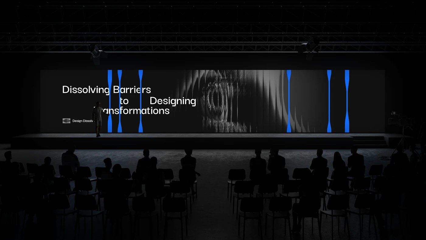 Design Dissolve brand identity event stage presentation — brand identity