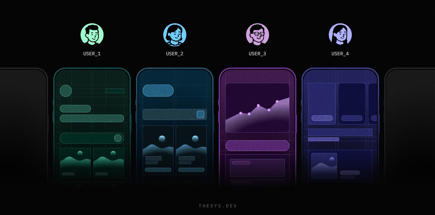 Personalización de la interfaz de usuario generativa: cada uno de cuatro usuarios recibe una interfaz adaptativa diferente desde el mismo sistema de interfaz de usuario generativa de Thesys.