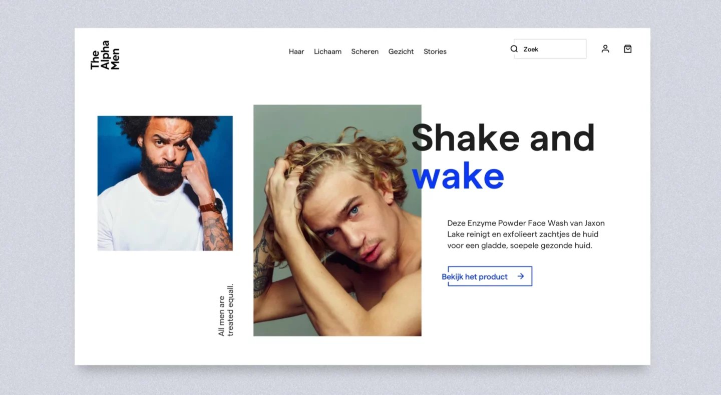 The Alpha Men brand identity full website layout
