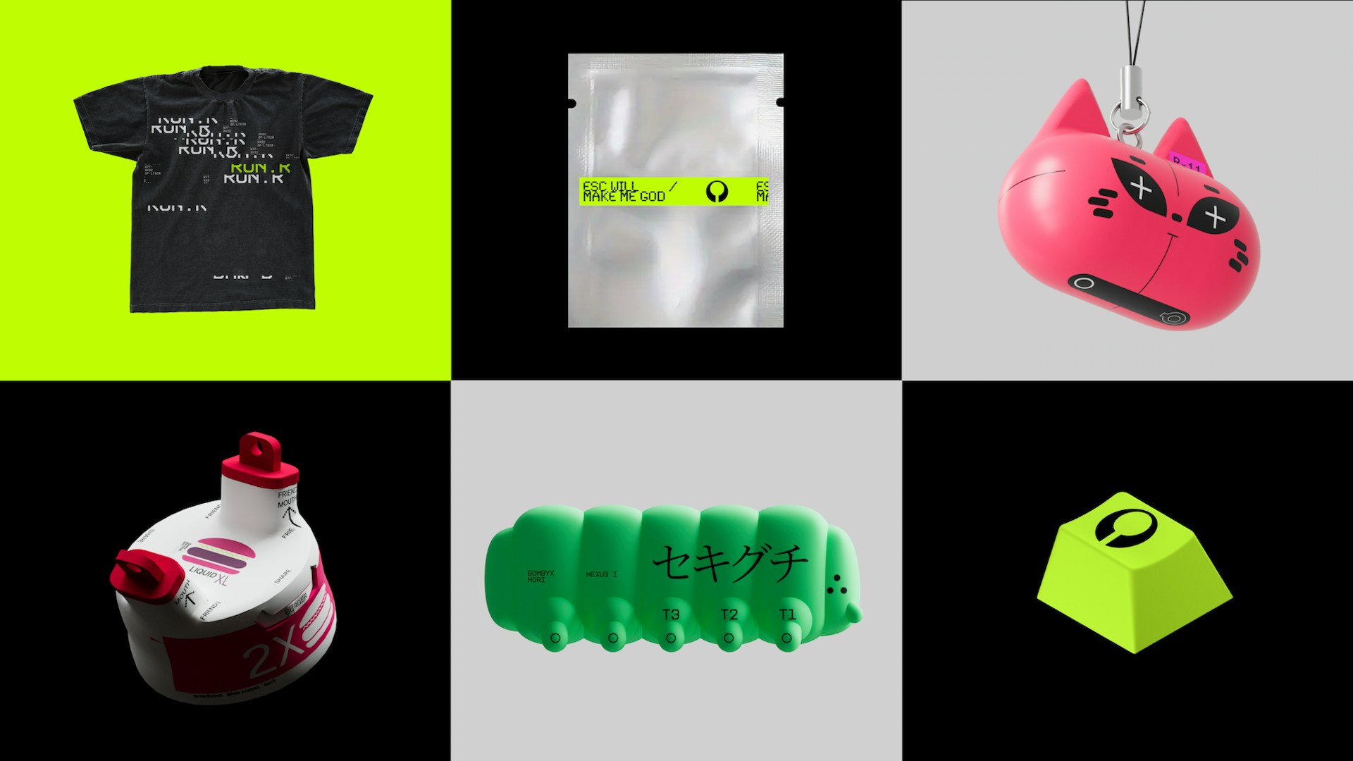 Marathon brand identity merchandise collection showing Kurppa Hosk visual system applied to physical goods