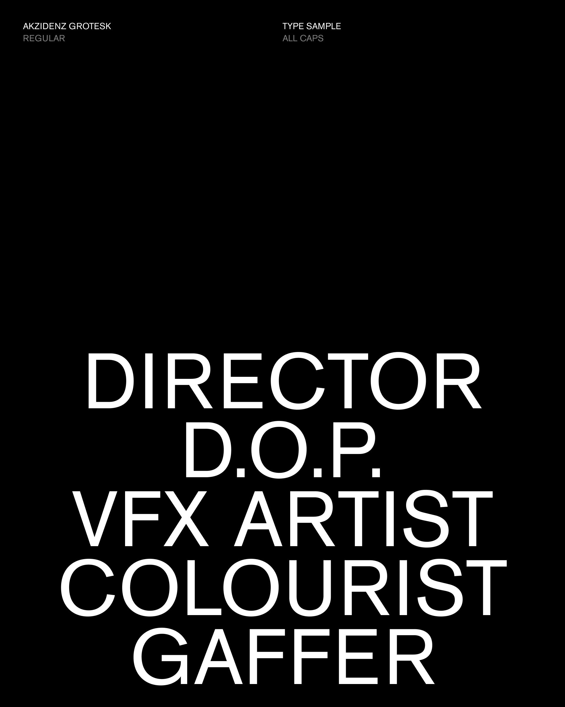 Microdot brand identity type sample using Akzidenz Grotesk and film language