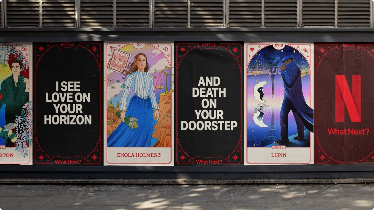 Netflix tarot design system outdoor billboards Enola Holmes and Lupin by LOS YORK