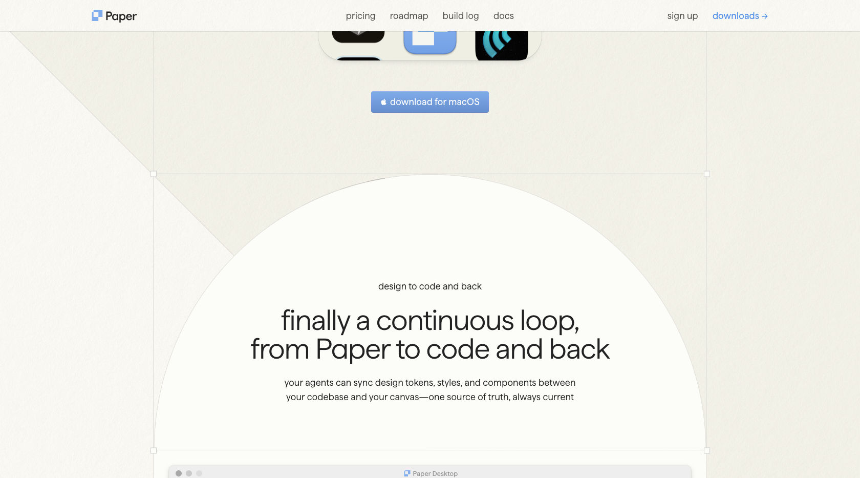 Paper.design design-to-code continuous loop interface