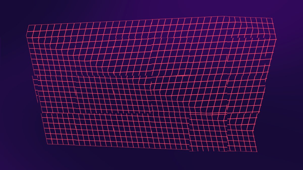 web shaders Geogrid preset — perspective-receding lattice with ambient glow
