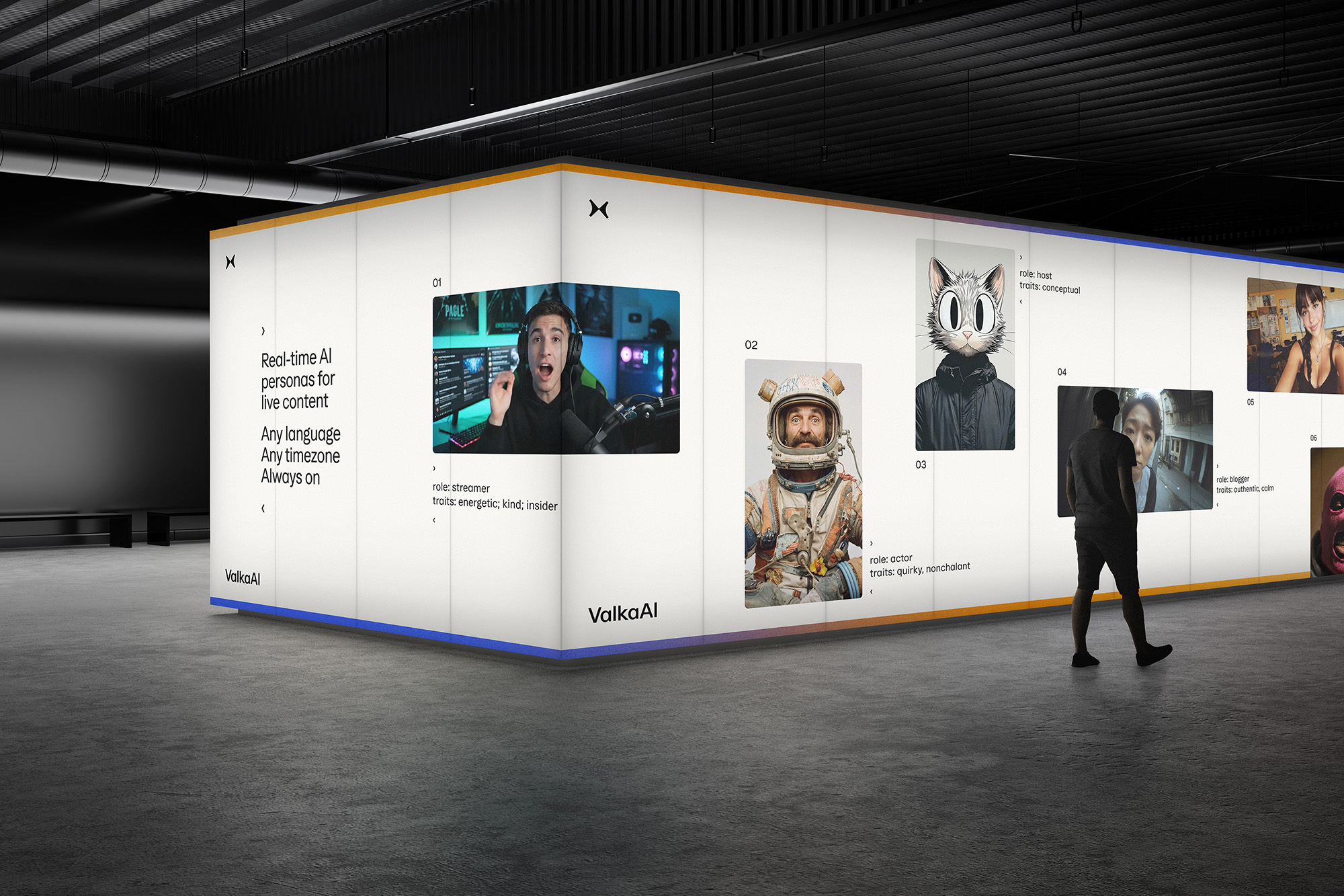 ValkaAI brand identity by Studio L–AB featuring AI faces as primary visual element