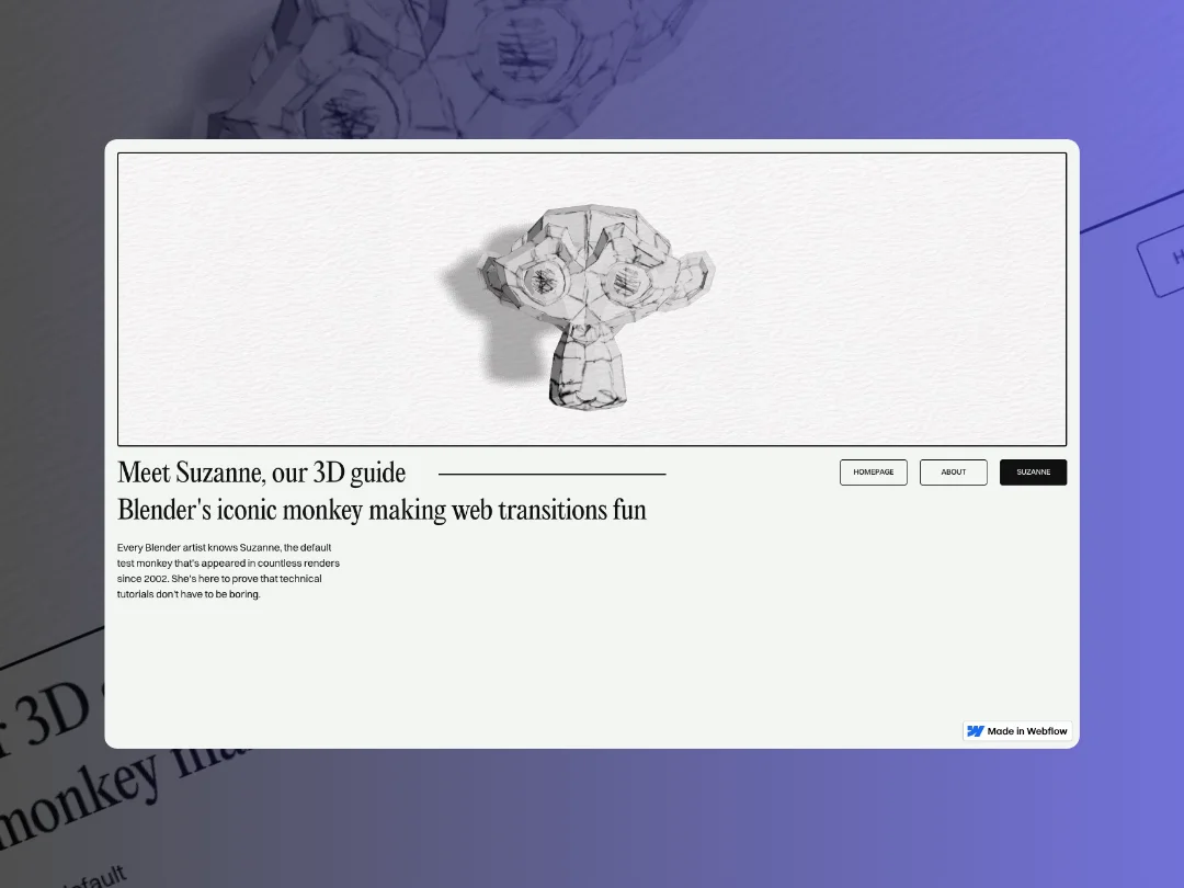 Webflow 3D page transitions