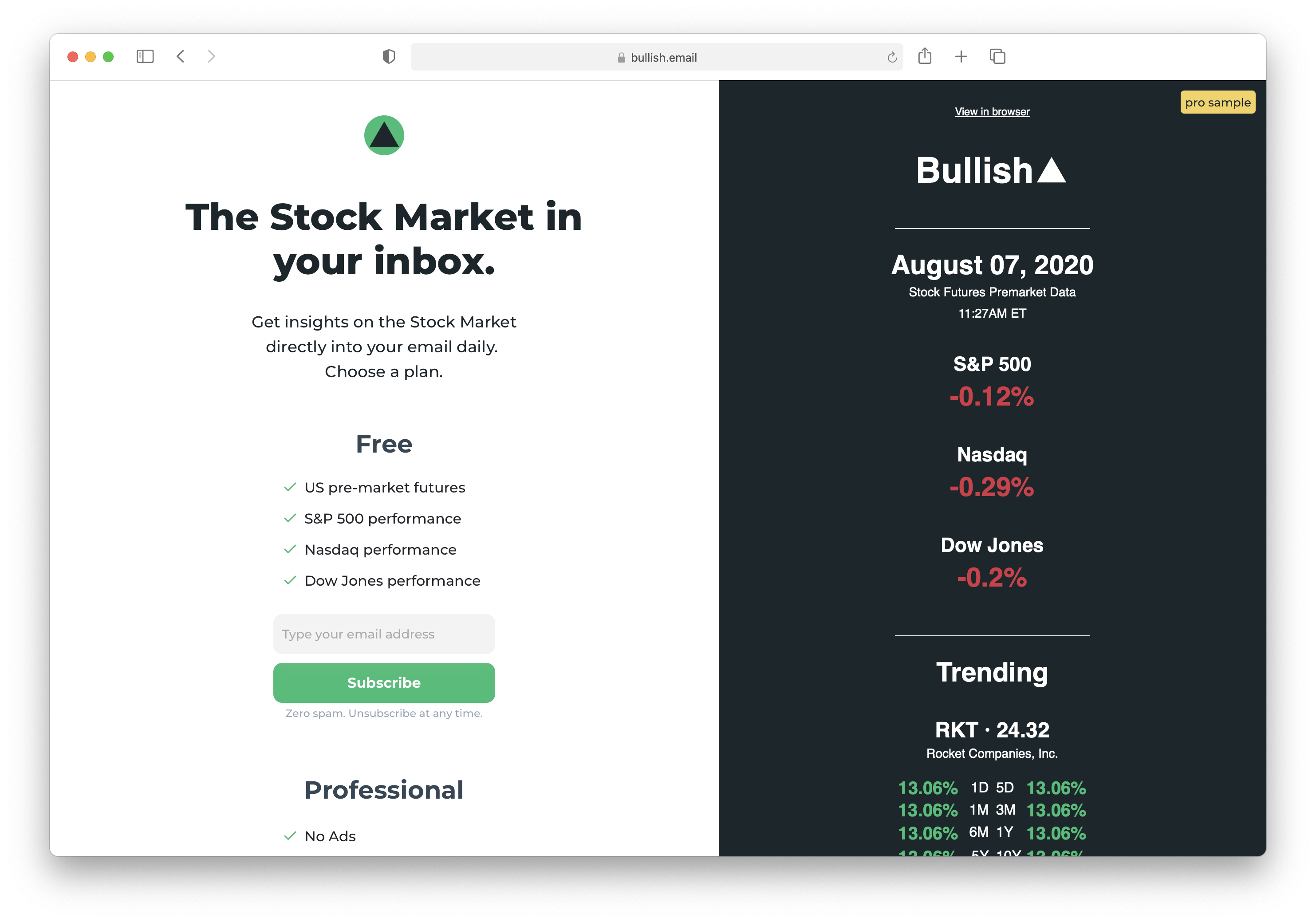 Bullish, a Stock Market Newsletter & Awesome Side Project