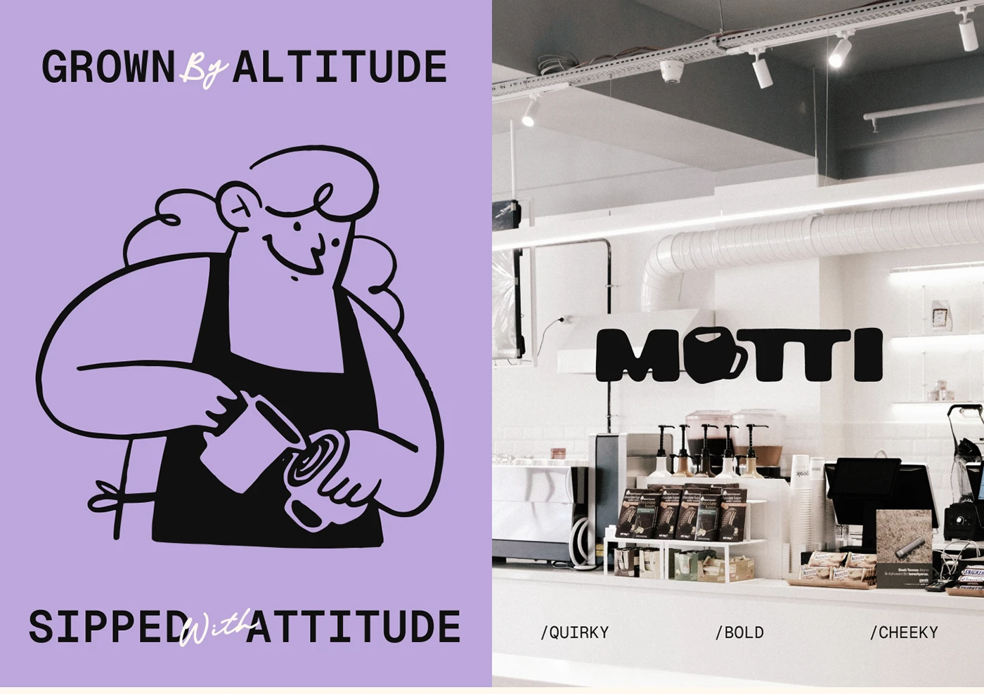 Cafe brand identity stationery and menu design system