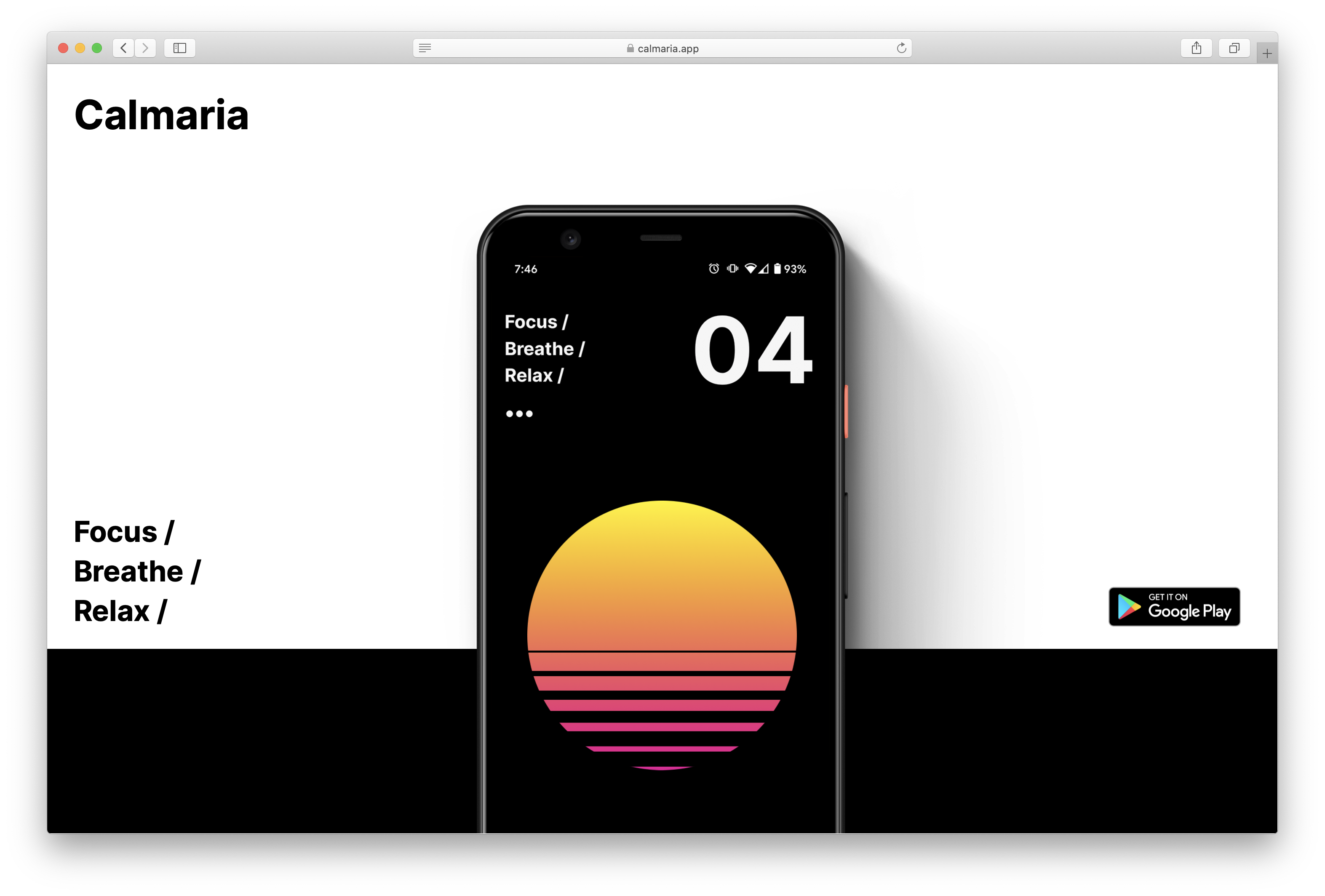Profile Page screen design idea #98: Calmaria One Page Website Design