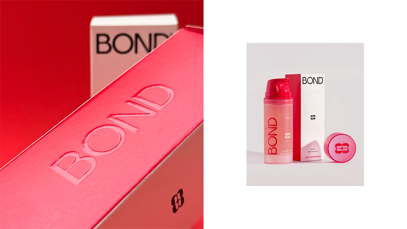 Bond skincare and makeup brand collateral